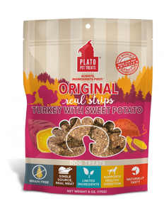 Plato Grain Free Real Strips Turkey With Sweet Potato Dog Treats